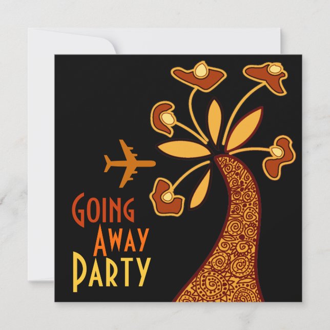 Going Away Party Invitation Card Motif Flower (Front)