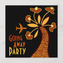 Going Away Party Invitation Card Motif Flower