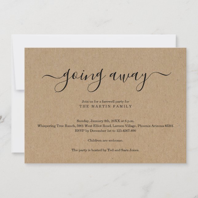 Going Away Party Invitation | Rustic Kraft (Front)