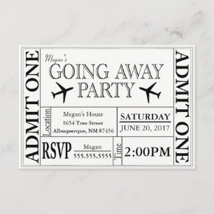 Going Away Party Ticket Invitation