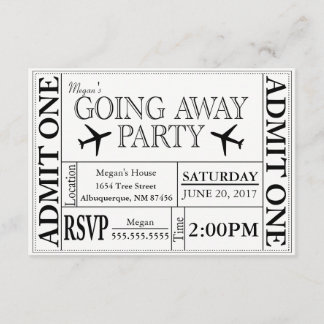 Going Away Party Ticket Invitation