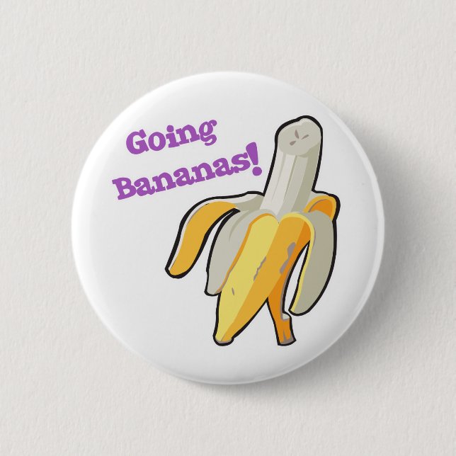 going bananas! banana 6 cm round badge (Front)