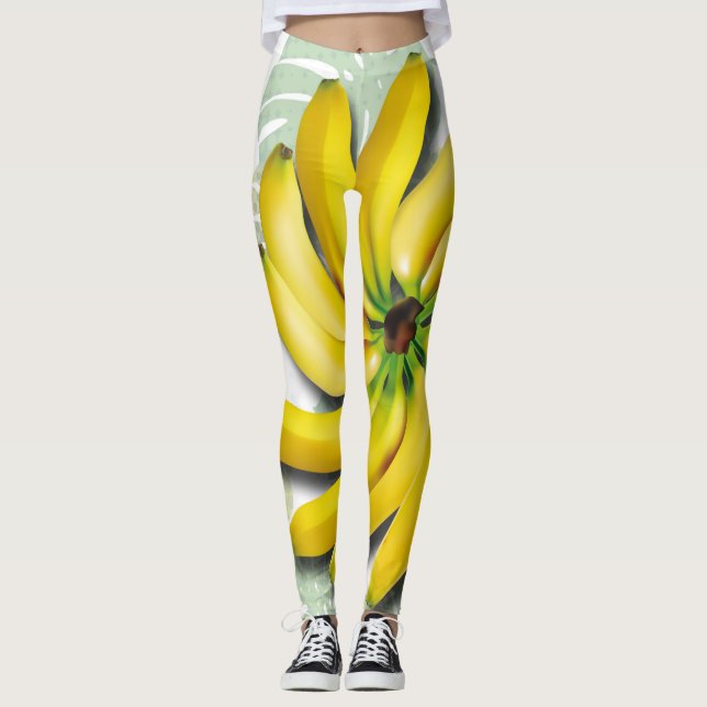 Going Bananas Ripe Banana Leaves Bunch Leggings (Front)