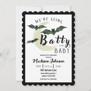 Going Batty For Baby Fall October Baby Shower Invitation