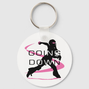Going Down Pink Catcher Softball Key Ring