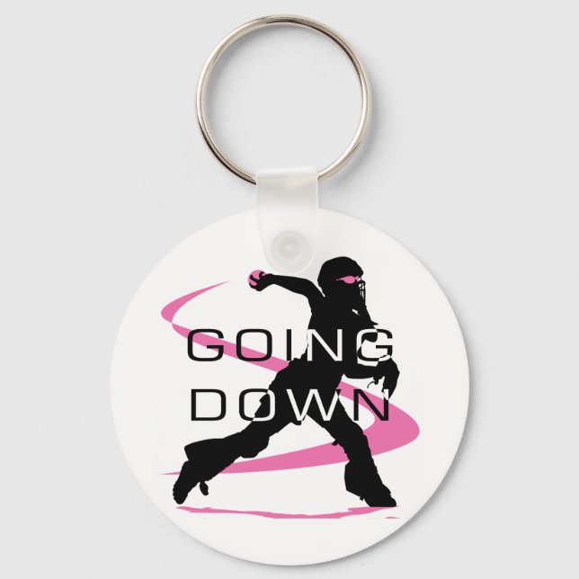 Going Down Pink Catcher Softball Key Ring (Front)