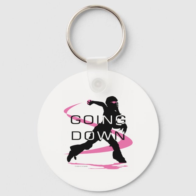 Going Down Pink Catcher Softball Key Ring (Front)