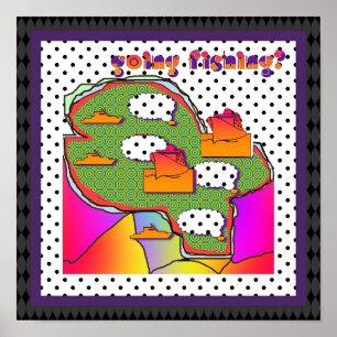 Going Fishing Polka Dots Poster