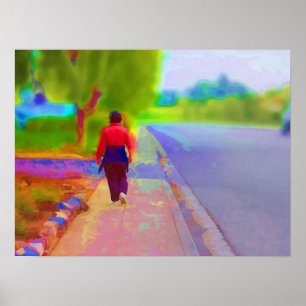 Going for a walk painting poster