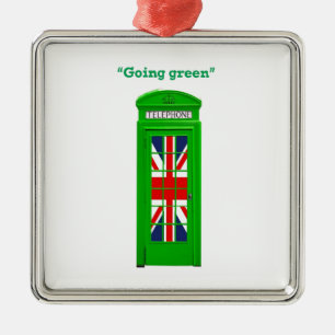 "Going green" London phone box Metal Tree Decoration