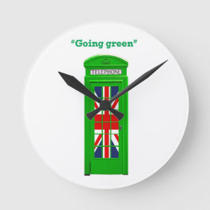 "Going green" London phone box Round Clock