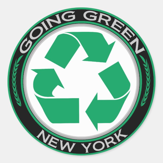 Going Green Recycle New York Classic Round Sticker (Front)