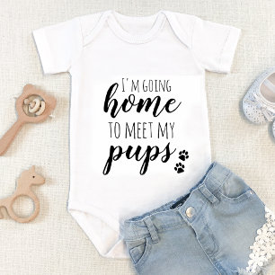 Going Home To Meet My Pups Paw Print Baby Bodysuit