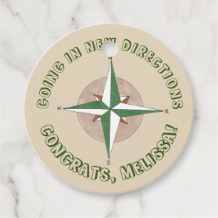 Going in New Directions Camping Compass Retirement Favour Tags