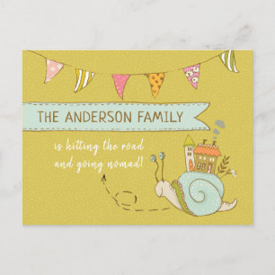 Going Nomad Cute Snail Moving Announcement Postcard