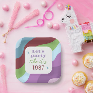 Going on 30 Birthday Let's Party like it's 1987 Paper Plate