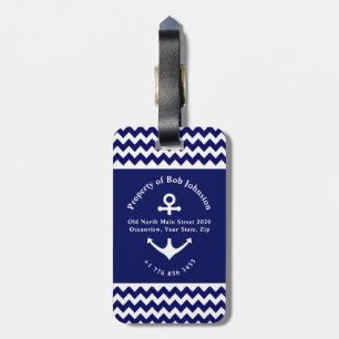 Going on a Cruise Navy Blue Nautical Anchor Luggag Luggage Tag