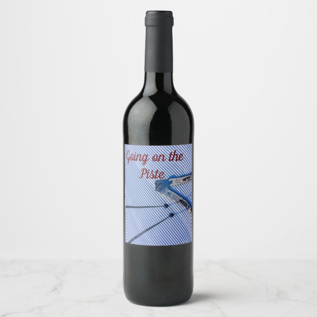 Going on the Piste ski wine bottle label. Label (Front)