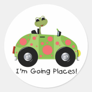 GOING PLACES FROG CLASSIC ROUND STICKER
