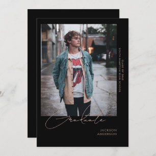 Going Solo Photo Black Graduation Announcement