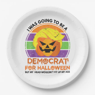 Going To A Democrat For Halloween Funny Trumpkin Paper Plate
