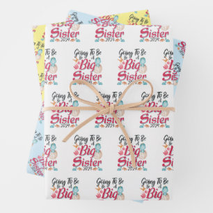 Going to be a Big Sister 2023 - Dinosaur Wrapping Paper Sheet