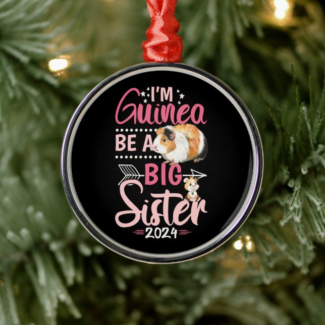 Going to Be a Big Sister 2024 - Guinea Pig Pun Metal Tree Decoration (Tree)