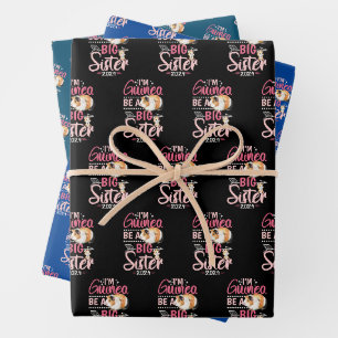Going to Be a Big Sister 2024 - Guinea Pig Pun Wrapping Paper Sheet
