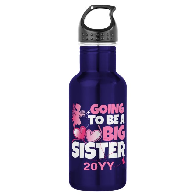 Going to be a Big Sister - Pink Fairy Hearts 532 Ml Water Bottle (Front)