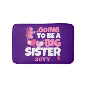 Going to be a Big Sister - Pink Fairy Hearts Bath Mat