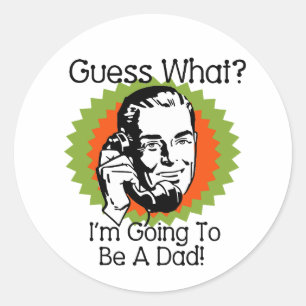 Going To Be a Dad Orange Green Classic Round Sticker