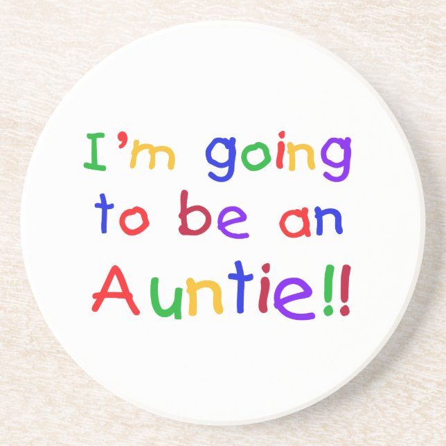 Going To Be An Auntie Primary Colours Gifts Coaster (Front)