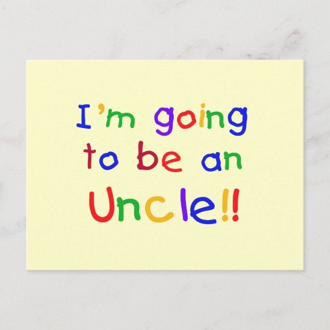 Going to be an Uncle Primary Colours Text Postcard (Front)