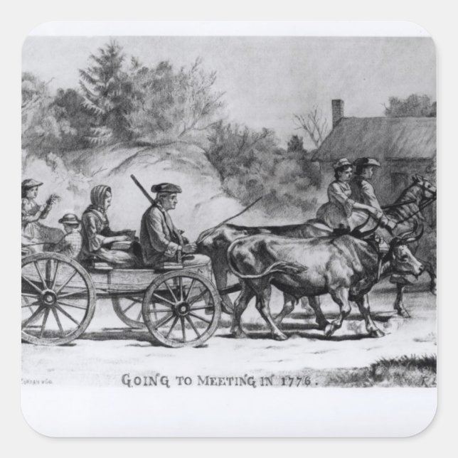 Going to Meeting in 1776, 1876 Square Sticker (Front)