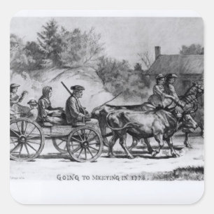 Going to Meeting in 1776, 1876 Square Sticker