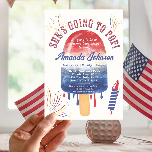 Going to Pop Fireworks Popsicle 4th Baby Shower Invitation (Creator Uploaded)