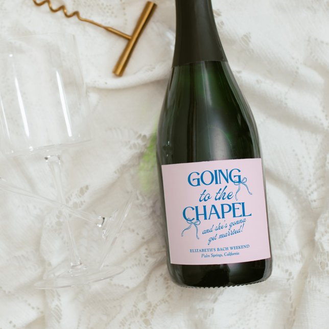 Going to the Chapel Bachelorette Weekend Sparkling Wine Label (Creator Uploaded)