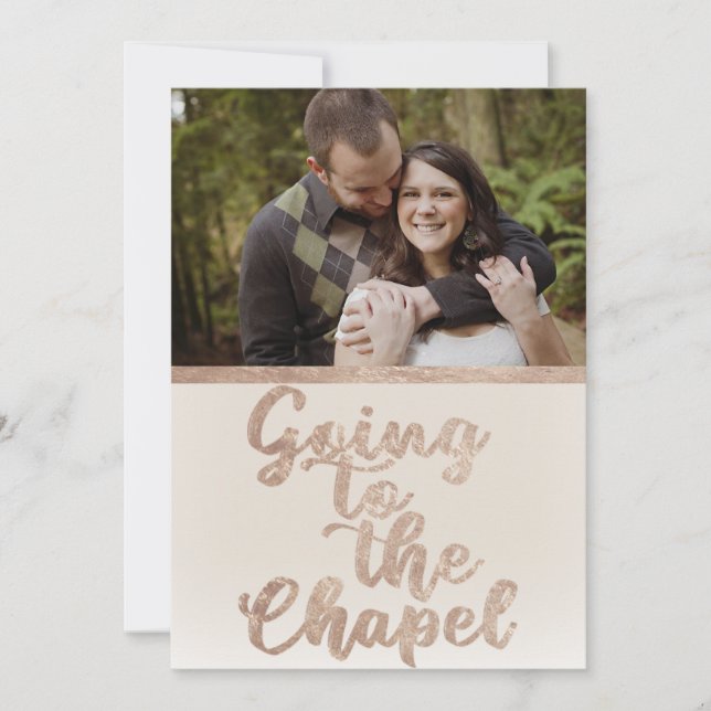 Going to the Chapel Champagne Foil with Photo Invitation (Front)