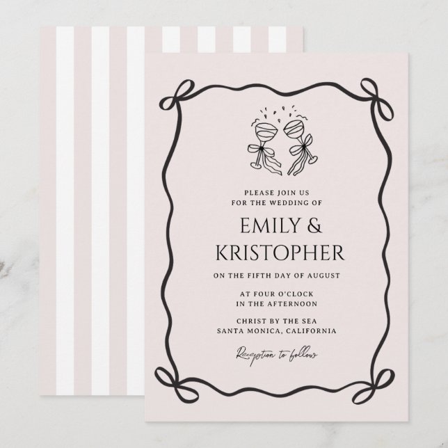 Going to the Chapel Coquette Bow Wedding Invitation (Front/Back)