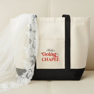 Going to the Chapel in Red - Custom Wedding Party Tote Bag