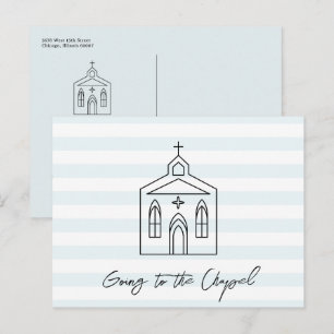 Going to the Chapel Wedding Blue Save the Date Postcard