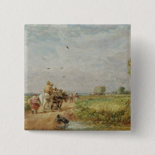 Going to the Hayfield, 1853 (oil on millboard) 15 Cm Square Badge