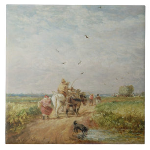 Going to the Hayfield, 1853 (oil on millboard) Tile