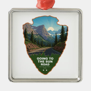Going To The Sun Road Glacier NP Arrowhead Metal Tree Decoration