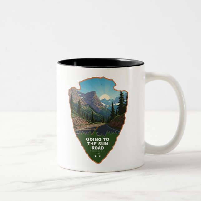 Going To The Sun Road Glacier NP Arrowhead Two-Tone Coffee Mug (Right)