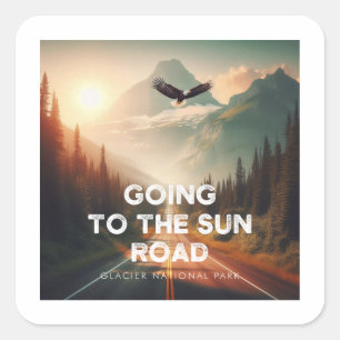 Going To The Sun Road Montana Eagle Square Sticker