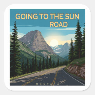 Going To The Sun Road Montana Landscape Square Sticker