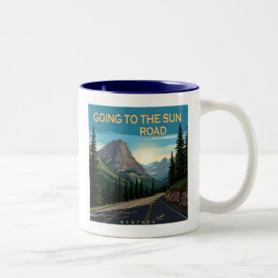 Going To The Sun Road Montana Landscape Two-Tone Coffee Mug