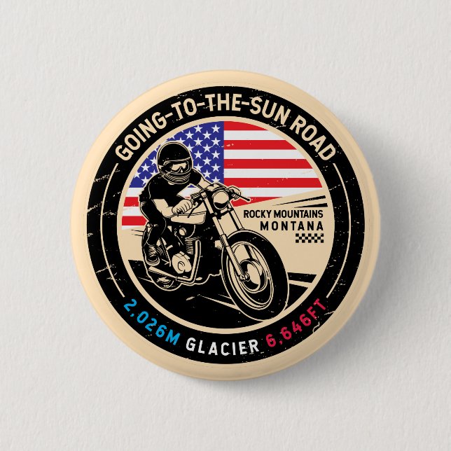 Going to the Sun Road Montana Motorcycle 6 Cm Round Badge (Front)