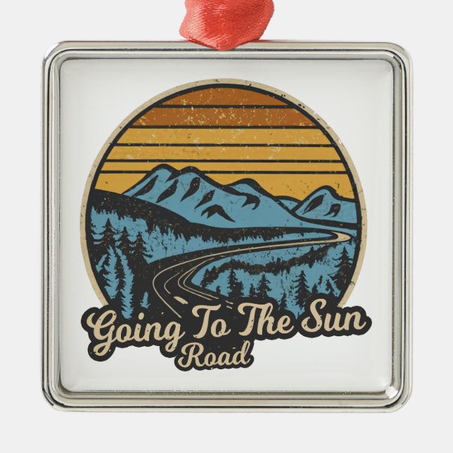 Going To The Sun Road Montana Retro Metal Tree Decoration (Front)